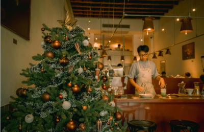 The Holidays with Green Artificial Christmas Trees